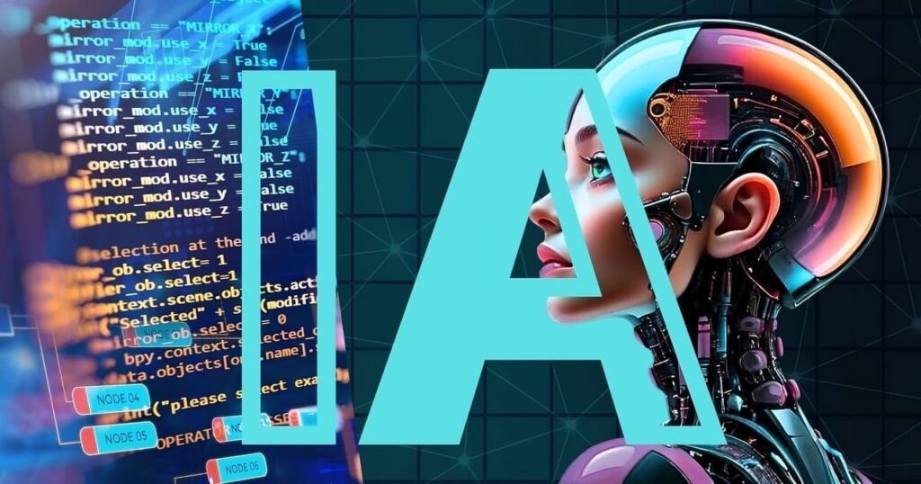 Arte com imagens sobrepostas em referência à inteligência artificial.