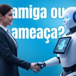 Arte com imagem representando uma moça e um robô dando as mãos e texto com título do post.